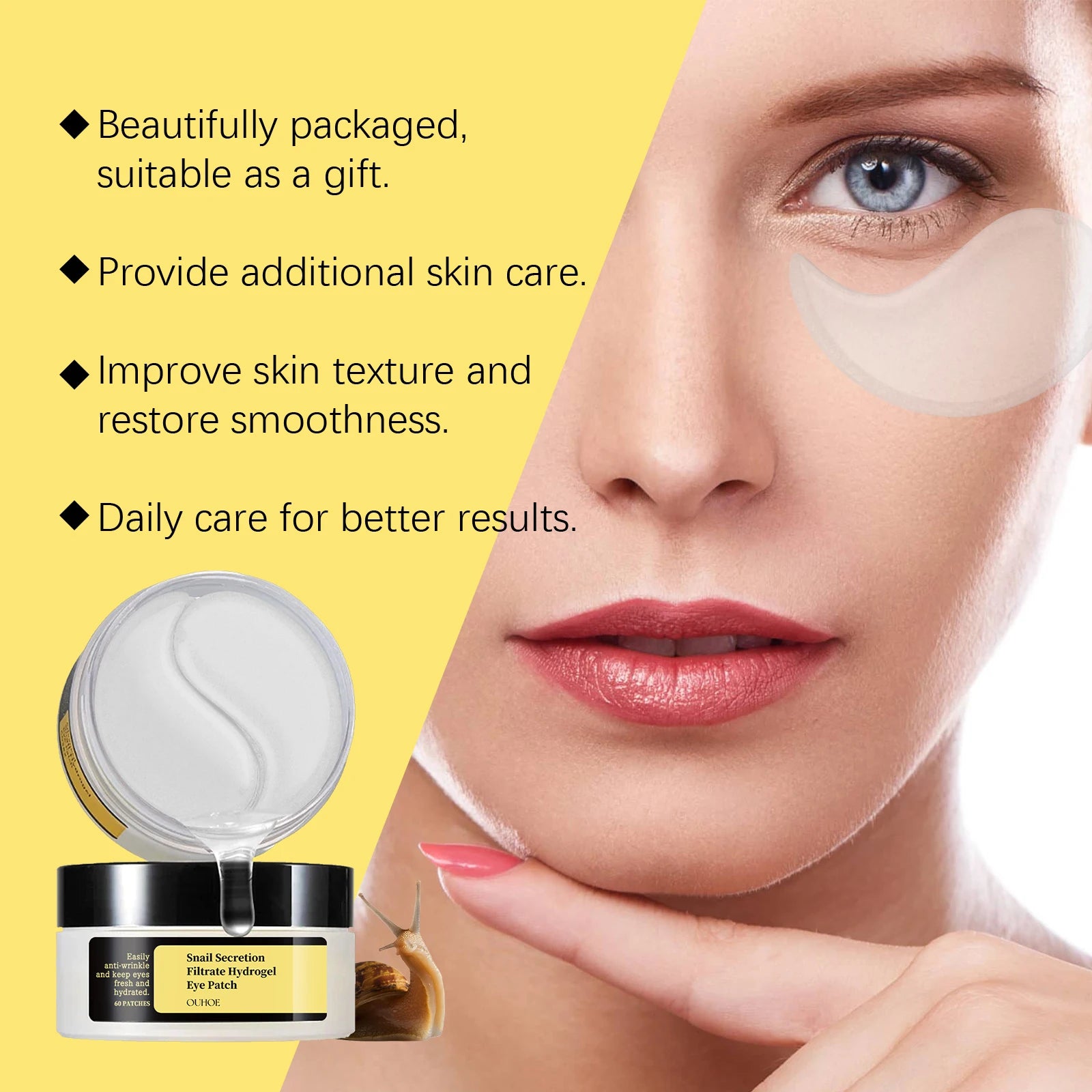 Snail Eye Mask Moisturizing Eye Patches Firming Lifting Puffiness Remove Dark Circles and Eye Bags Eyes Skincare Products