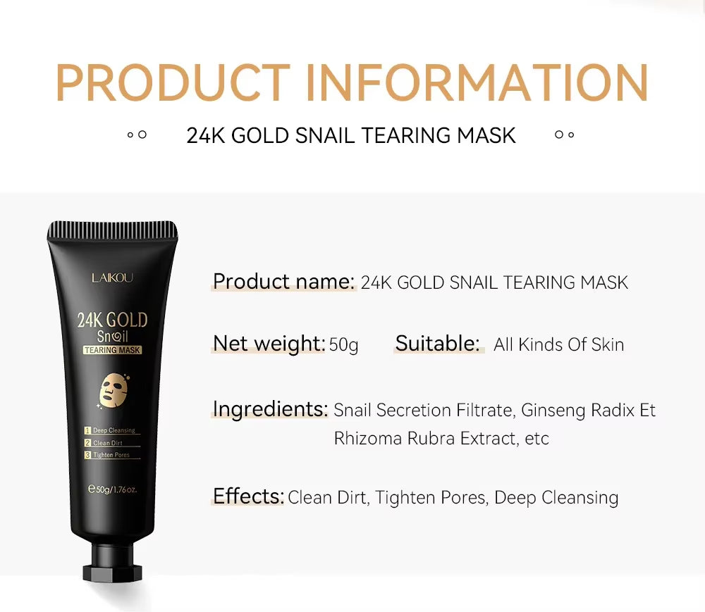 Masque Peel-Off Or 24K à la Bave d'Escargot — Soie Dorée